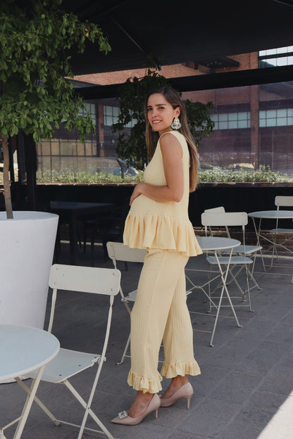 Conjunto de maternidad Imelda Amarillo Textura