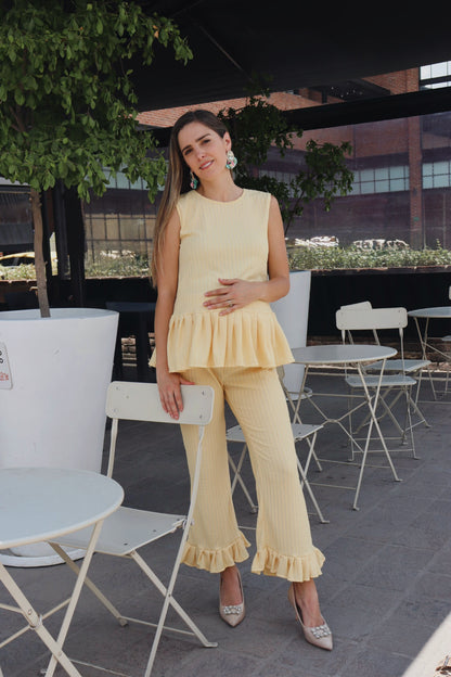 Conjunto de maternidad Imelda Amarillo Textura